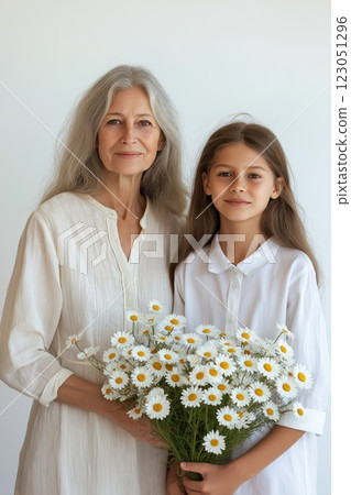Elegant grandmother and granddaughter Elegant grandmother and granddaughter 123051296