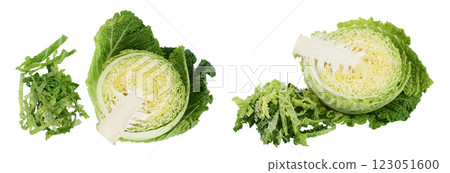 Savoy cabbage half isolated on white background with  full depth of field. Top view. Flat lay 123051600