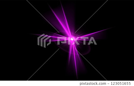 Vector illustration of bright neon pink flash with rays and bokeh. 123051655