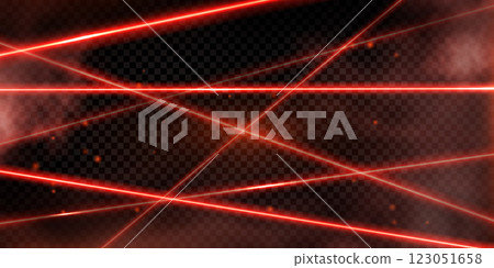 Vector illustration of abstract background with red glowing laser beams with particles and fog. Vector illustration of abstract background with red glowing laser beams with particles and fog. 123051658