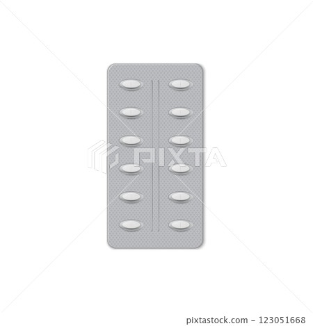 Vector illustration of pill blister pack with realistic design. 123051668