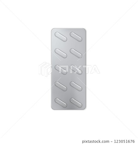 Medicine blister pack vector with empty oblong cells in two rows. Medicine blister pack vector with empty oblong cells in two rows. 123051676