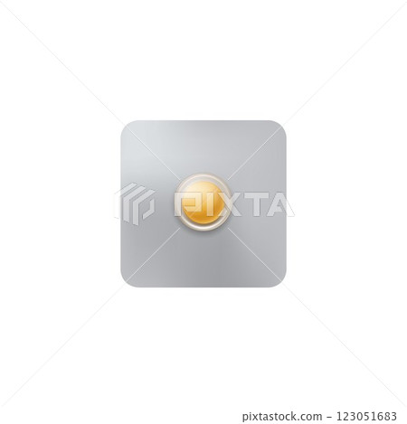 Blister of foil packaging with one round, yellow tablet. 123051683