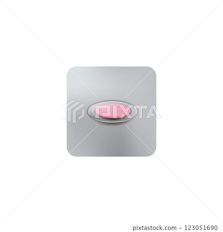 Blister pack packaging with one oblong pink pill, vector illustration. Blister pack packaging with one oblong pink pill, vector illustration. 123051690
