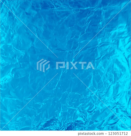 Blue foil wrinkled texture, vector realistic aluminum paper sheet, crumpled metallic surface background, glister surface 123051712