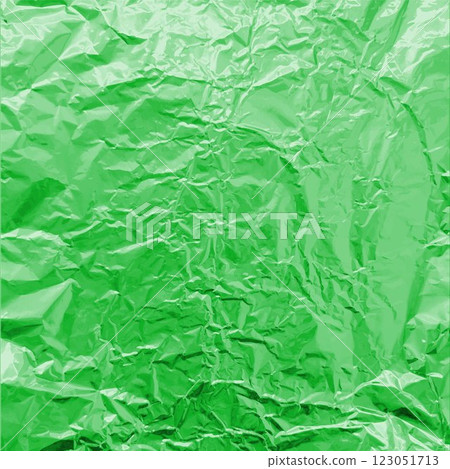 Green foil wrinkled texture, vector realistic aluminum paper sheet, crumpled metallic background glister surface pattern 123051713