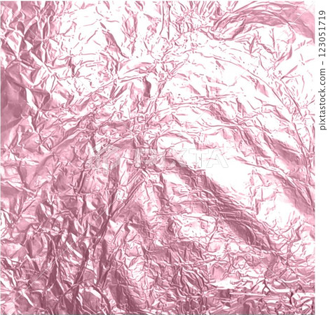 Foil textured pink background with crumpled metallic effect. 123051719
