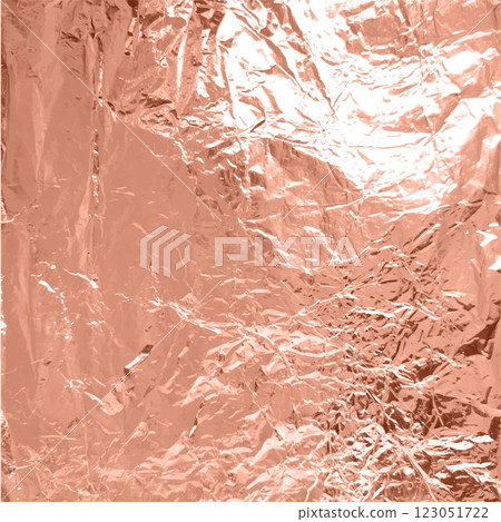Foil wrinkled texture, vector realistic aluminum red paper sheet, crumpled metallic background, glister surface pattern 123051722