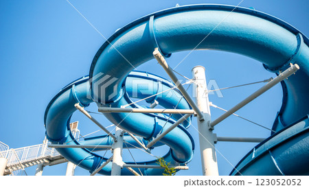 Water Slide Blue Summer Fun Park 123052052