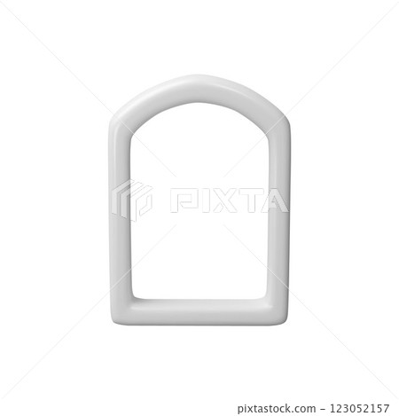 3D arch frame vector illustration, white glossy window or door, vintage border design, realistic oriental architecture 123052157