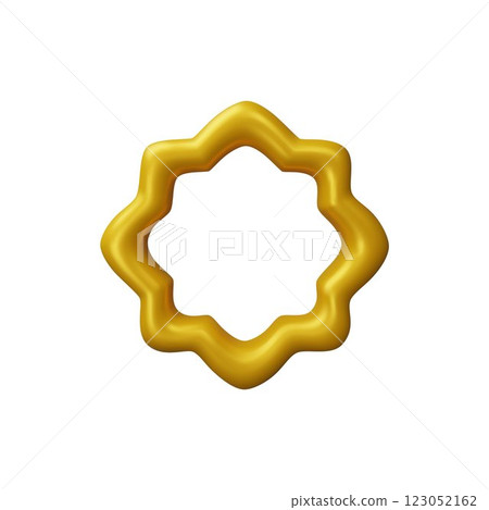 3D vector round golden frame with Arabic theme. Decoration element. 123052162