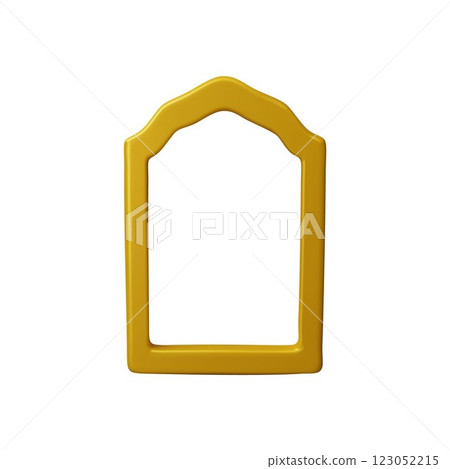 3D Frame. Vector illustration of golden arch. Architectural Element. 123052215