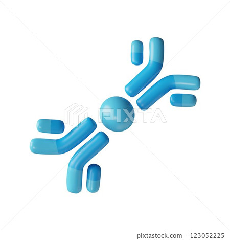 3d vector of immunoglobulin antibody structure, blue color. 3d vector of immunoglobulin antibody structure, blue color. 123052225