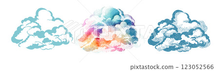 set of cloud objects. hand drawn. Not AI, Vector illustration set of cloud objects. hand drawn. Not AI, Vector illustration 123052566