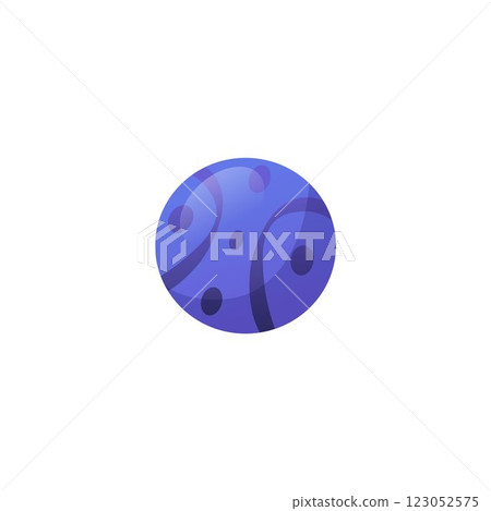 Blue ball flat vector icon, cartoon inflated ball toy for kids activity, football, sports equipment for field team game 123052575