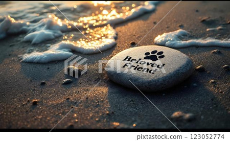 A Tribute Stone for a Beloved Friend by the Shore, Forever Remembered and Cherished 123052774