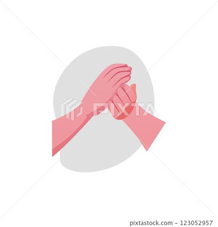 Clapping hands gesture flat vector, hands applauds, ovation, arm sign of encouragement, support, appreciation on grey Clapping hands gesture flat vector, hands applauds, ovation, arm sign of encouragement, support, appreciation on grey 123052957