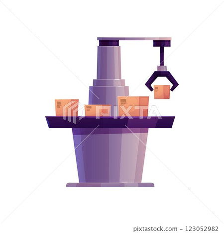 Vector illustration of robotic equipment putting boxes. 123052982