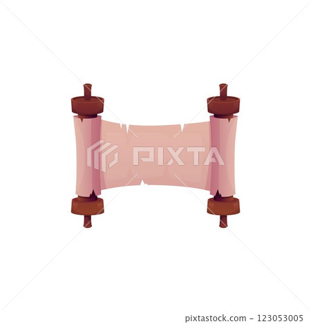 Vector illustration of old blank parchment scroll with torn edges on isolated background. Vector illustration of old blank parchment scroll with torn edges on isolated background. 123053005