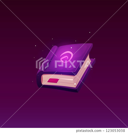 Magic book. Vector illustration of closed spell book with witchcraft glowing symbols. Magic book. Vector illustration of closed spell book with witchcraft glowing symbols. 123053038