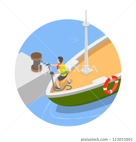 3D Isometric Flat  Illustration of Sailing Yacht. Item 3 123053801