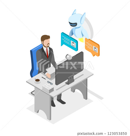 3D Isometric Flat  Illustration of Artificial Intelligence. Item 3 123053850