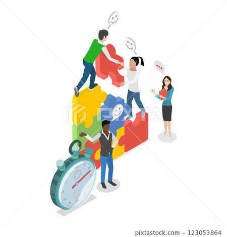 3D Isometric Flat Illustration of Business Cooperation. Item 2 3D Isometric Flat Illustration of Business Cooperation. Item 2 123053864
