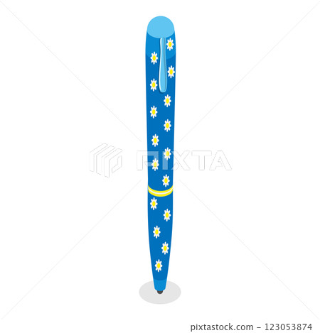 3D Isometric Flat  Set of Various Kawaii Pens. Item 1 123053874
