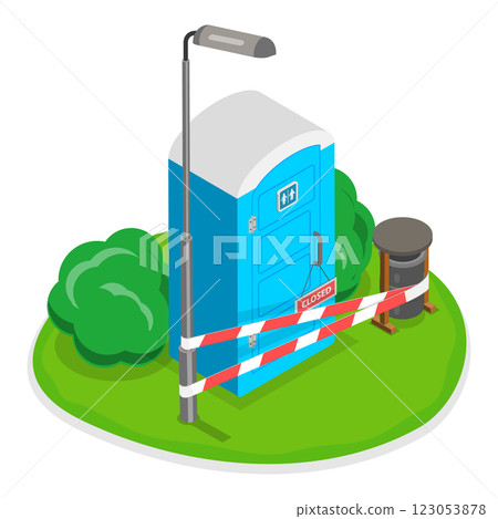 3D Isometric Flat  Set of Portable Toilets. Item 1 123053878
