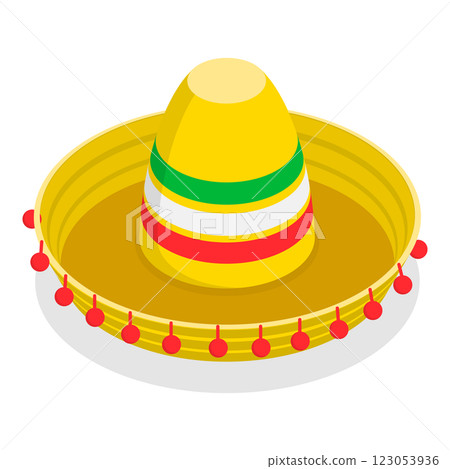 3D Isometric Flat  Set of Mexican Hats. Item 1 123053936