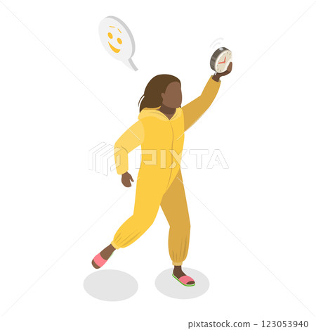 3D Isometric Flat Set of People In Pajamas. Item 1 3D Isometric Flat Set of People In Pajamas. Item 1 123053940