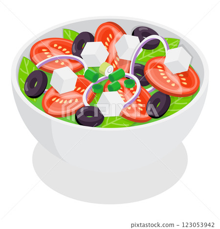 3D Isometric Flat  Set of Vegetarian Dishes. Item 2 123053942