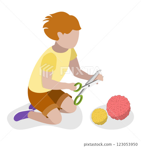 3D Isometric Flat Set of Kids In Danger Situations. Item 1 3D Isometric Flat Set of Kids In Danger Situations. Item 1 123053950