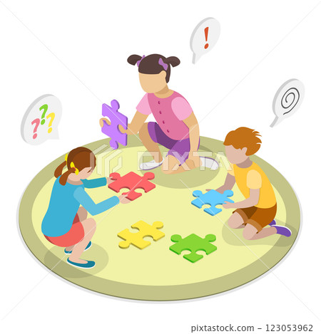3D Isometric Flat Illustration of Autism Treatment. Item 1 3D Isometric Flat Illustration of Autism Treatment. Item 1 123053962