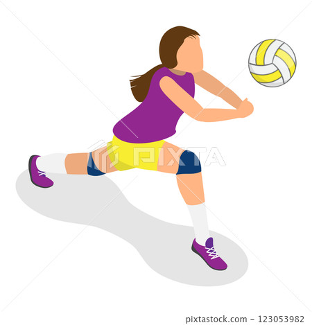 3D Isometric Flat  Set of Different Physical Activities. Item 12 123053982