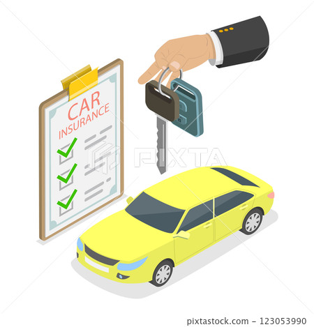 3D Isometric Flat Illustration of Car Insurance. Item 1 3D Isometric Flat Illustration of Car Insurance. Item 1 123053990