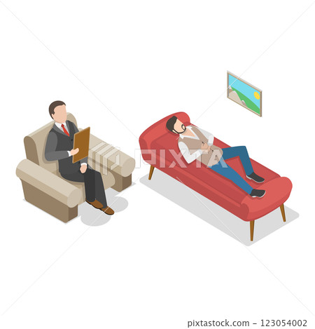 3D Isometric Flat  Set of Psychotherapy Session Scenes. Item 1 123054002