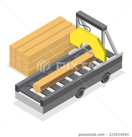 3D Isometric Flat  Illustration of Sawmill. Item 2 123054043