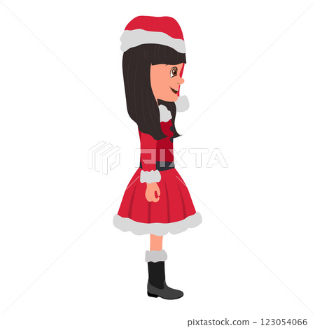 Flat Illustration of Kid Girl Wearing Santa Costume. Item 3 Flat Illustration of Kid Girl Wearing Santa Costume. Item 3 123054066