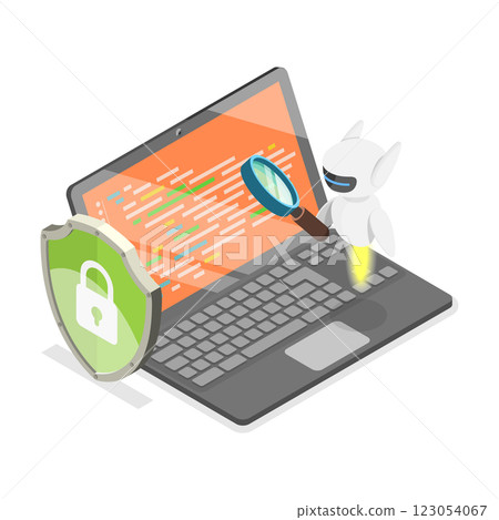 3D Isometric Flat  Illustration of Cyber Security. Item 3 123054067