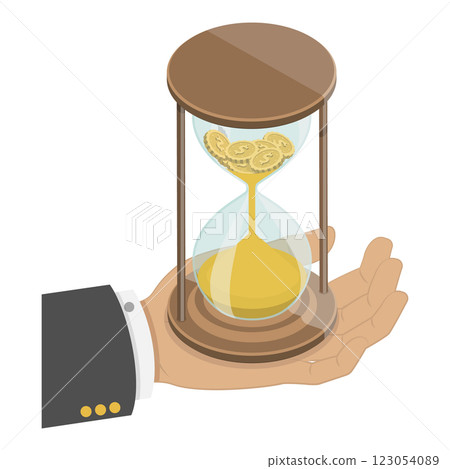 3D Isometric Flat  Illustration of Time Is Money. Item 3 123054089