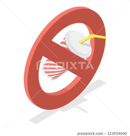 3D Isometric Flat  Illustration of Stop Plastic Polution. Item 1 123054090