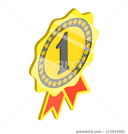 3D Isometric Flat  Illustration of Winner Rosette Set. Item 3 123054092