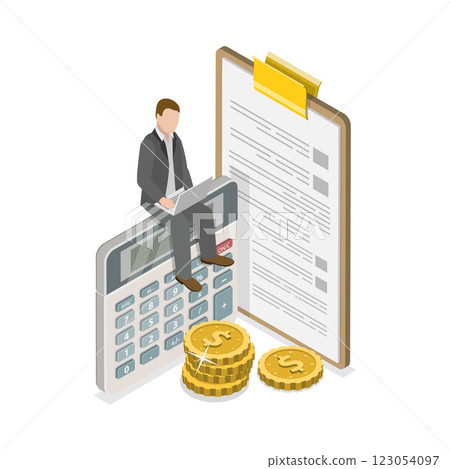 3D Isometric Flat Illustration of Budget And Financial Planning. Item 3 3D Isometric Flat Illustration of Budget And Financial Planning. Item 3 123054097