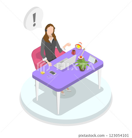 3D Isometric Flat  Illustration of Hybrid Work. Item 4 123054101