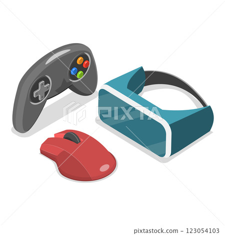 3D Isometric Flat  Illustration of Extended Reality. Item 4 123054103