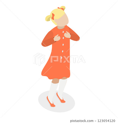 3D Isometric Flat Set of Singing Children. Item 1 3D Isometric Flat Set of Singing Children. Item 1 123054120