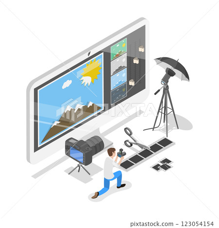 3D Isometric Flat Illustration of Photographer. Item 3 3D Isometric Flat Illustration of Photographer. Item 3 123054154