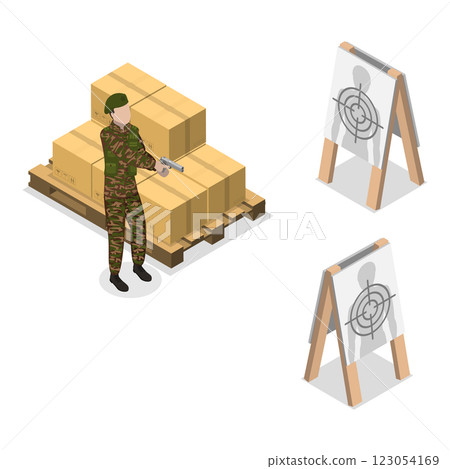 3D Isometric Flat  Illustration of Millitary Force. Item 2 123054169