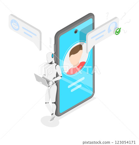 3D Isometric Flat Illustration of GPT Chat. Item 3 3D Isometric Flat Illustration of GPT Chat. Item 3 123054171